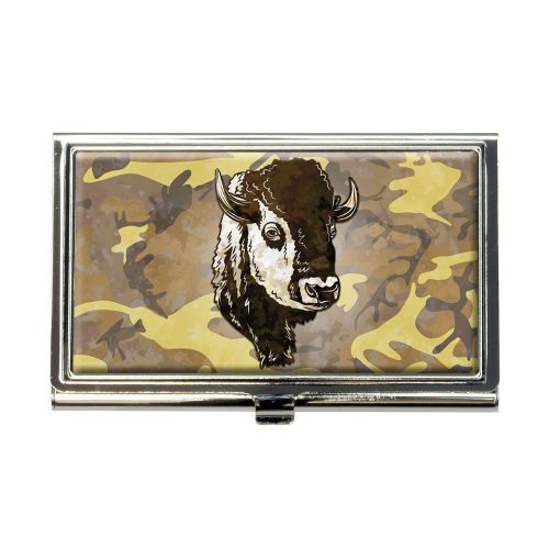 Buffalo Bison Head Bust Business Credit Card Holder Case