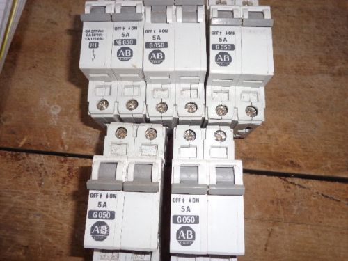 (5) ALLEN-BRADLEY 1492-CB2-G050 SERIES B 2-POLE CIRCUIT BREAKERS