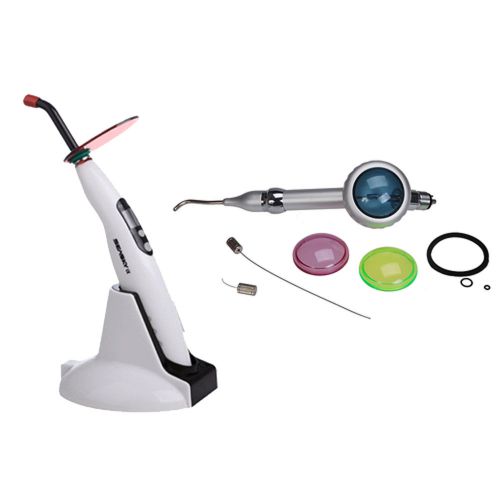 1X Dental Wireless Cordless LED Curing Light 1400mw LED T4 + Air Polisher 4-Hole