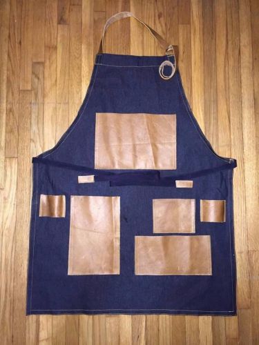 Dark blue with leather pockets welding apron carpenter blacksmith barber for sale