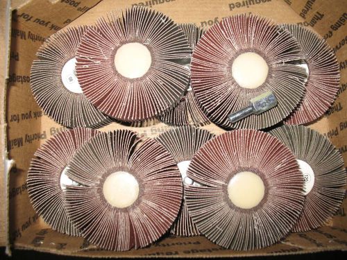 10pcs- Flap Wheels 3&#034;x 1&#034;x1/4-20  A/O 80 Grit with 1/4&#034; mandrel sanding