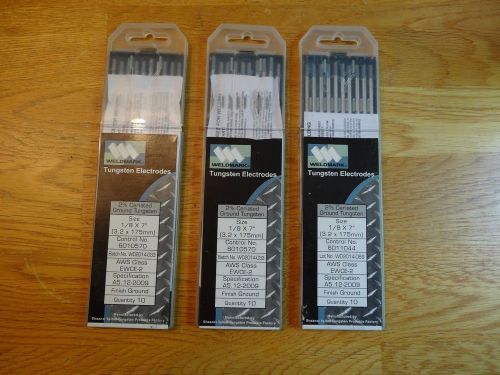 3 pack LOT... WELDMARK ceriated TUNGSTEN electrode rod  1/8&#034; x 7&#034; GREAT PRICE!