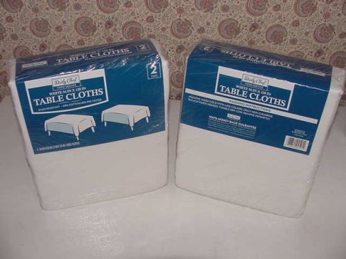 4 - Daily Chef Tablecloths White 54&#034; x 120&#034; Stain Resistant Cotton Polyester NEW