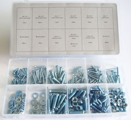 347pc NUT BOLT SCREW AND WASHER ASSORTMENT KIT SET