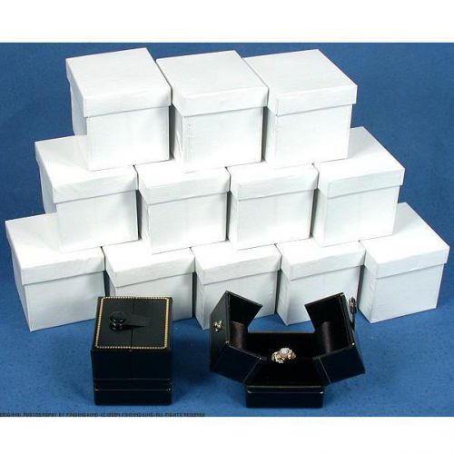 12 Large Black Ring Gift Boxes with Snap Lids