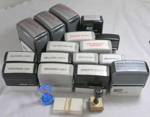 Self Inking Stamp Lot Of 18 Pieces Real Estate Broker Dealer Realtor Home Office