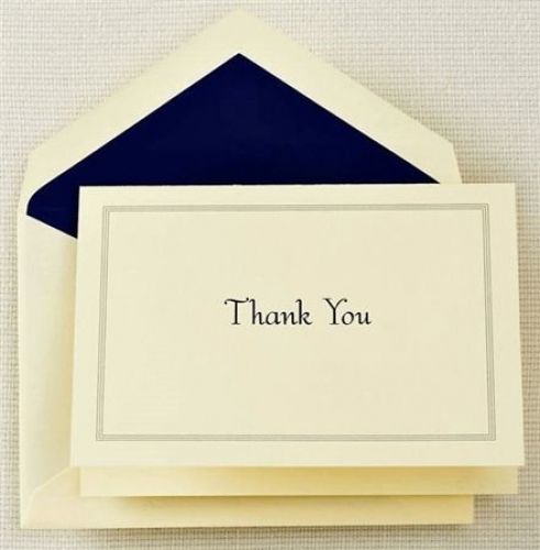 Crane &amp; Co. Regent Blue Triple Hairline Thank You Note (CT1422)