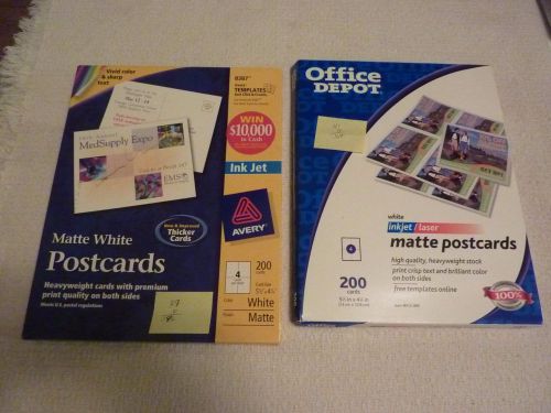 Avery 8387 &amp; Office Depot Matte White Postcards 5 1/2&#034; x 4 1/4&#034; Inkjet/Laser