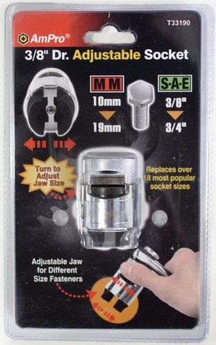 AMPRO T33190 3/8-Inch Drive SAE  Adjustable Socket