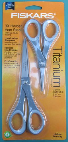 Fiskars Titanium Softgrip EcoFriendly Scissors 2 pack 5 &amp; 7&#034; NIP