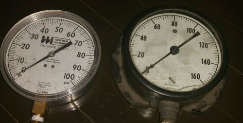 Vintage Pressure Gauge Weiss &amp; Ashcroft Brass STEAMPUNK Lot 4.5&#034;