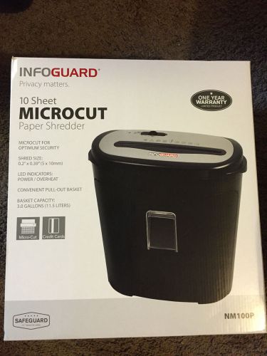 Factory sealed infoguard 10-sheet microcut paper shredder model nm100p for sale