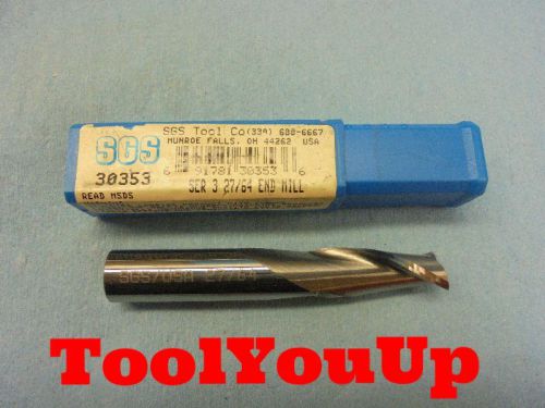 New sgs 27/64 2 flute center cutting solid carbide end mill 1&#034; loc usa 30353 for sale