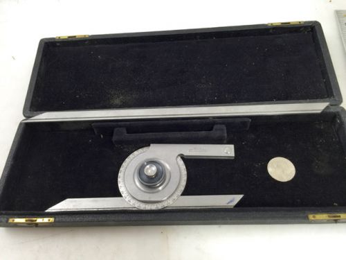 VINTAGE STARRETT UNIVERSAL BEVEL PROTRACTOR, 2 Blades, Velvet Lined Box NR!