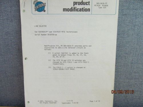 TEKTRONIX 520/R520 NTSC Vectorscopes B150700-up Line Select Product Modification