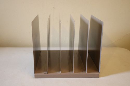 Vintage light brown metal industrial 5 slot file organizer for sale