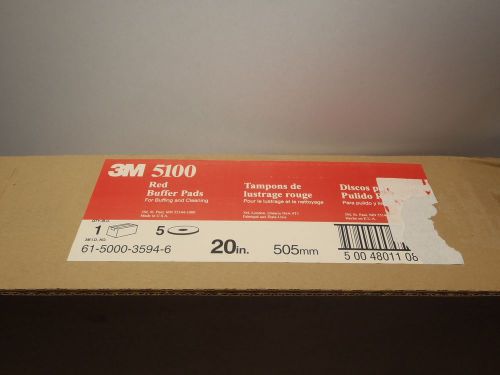 3M 5100 20'' Red Floor Buffer Pads 5 Count Case 175 to 600 RPM