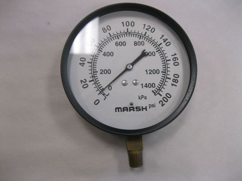 MARSH 0 - 200 PSI GAUGE P/N J9054  4.5&#034; FACE