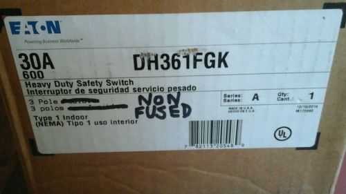 EATON 3 POLE 30 AMP NON FUSED SAFETY SWITCH NEMA1 (DH361FGK) 600V