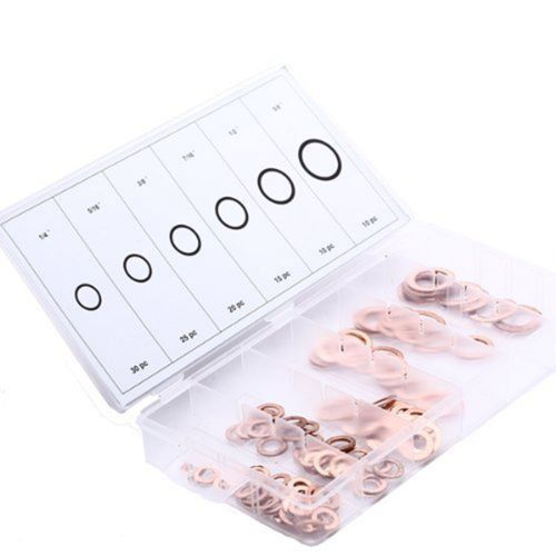 Kit Car 110Pcs X Copper Washer Seals Ring Assortment + Case For Car