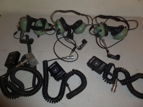 Lot of Three David Clark Two Way Radio Aviation Headsets w Adapters