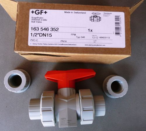 GF Piping Systems CPVC True Union Ball Valve,FPM Seal,1/2&#034; Socket/NPT 163546352