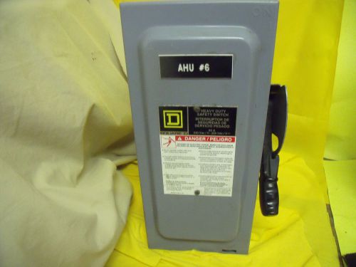 #1471  Square D 30 AMP 240 V  Disconnect    Fusible surplus H222N 2 Pole w/fuses