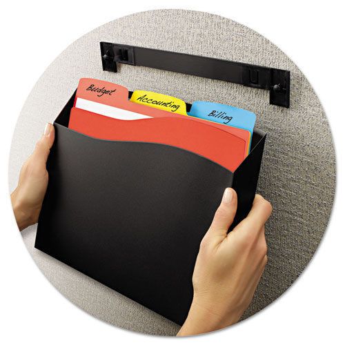 Cubicle Wall File Pocket, 12 1/2 x 1 3/8 x 9 1/2, Black