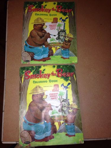 LOT OF 2 1958 SMOKEY THE BEAR COLORING  BOOKS