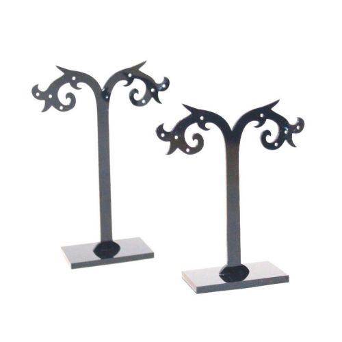 Acrylic Black Earring Jewelry Display Stands Fancy Earring Holder 2 Piece Set