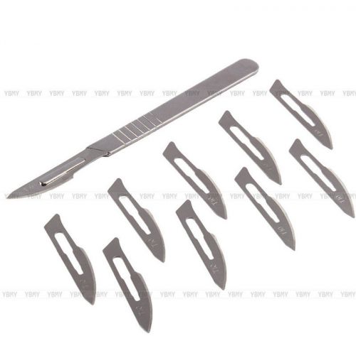 10Pcs #23 Carbon Steel Surgical Scalpel Blades PCB Circuit Board + 1Pc #4 Handle