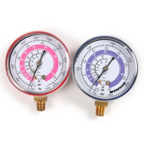 Pair Air Conditioner R410A R134A R22 Refrigerant Low&amp;High Pressure Gauge PSI KPA