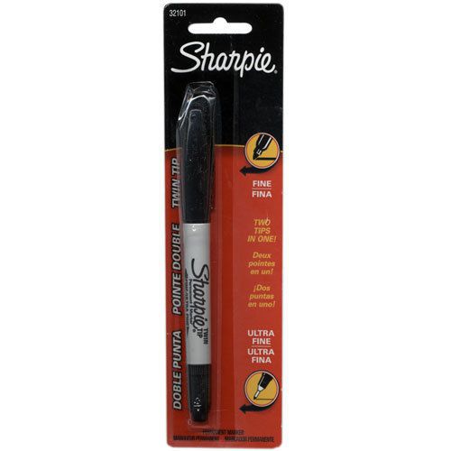 Sharpie Permanent Marker Twin Tip -Ultra Fine/Fine - Black (6 Pack)