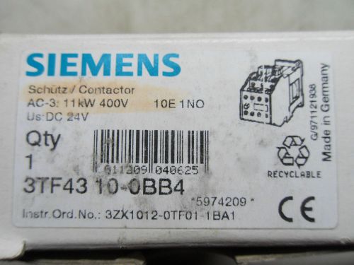 (D2) 1 SIEMENS 3TF4-310-0BB4 CONTACTOR