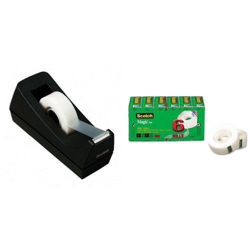 Scotch Desk Tape Dispenser 1in. Core Black  Magic Tape 3/4 x 1000 Inches 6-Count