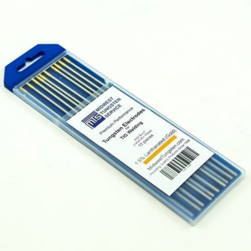 Midwest tungsten service tig welding tungsten electrodes 1.5% lanthanated 3/32&#034; for sale