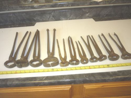 11 OLD &amp; VINTAGE FARRIER HORSE HOOF NIPPER TOOLS SOME GOOD USER STILL