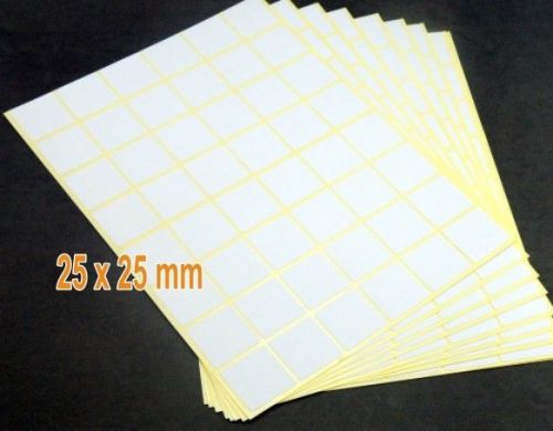 Sticker Label 25x25 mm white Paper Rectangle Blank 1x1&#034; inch Matt H 206