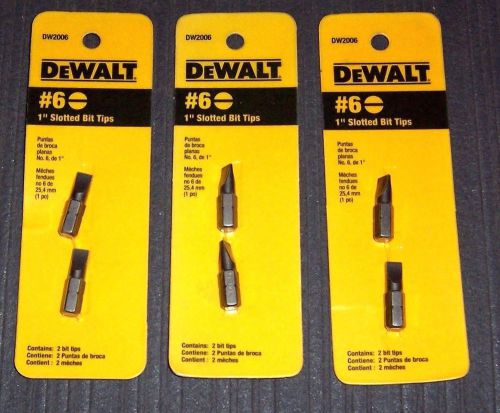 3 ea. 2 pack (6 Bits) DeWalt DW2006 # 6 Slotted Insert Bits