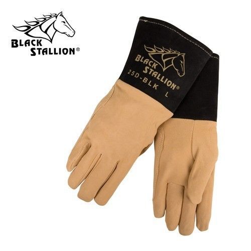 Black stallion 25d-blk deerskin tig welding glove sz lg for sale