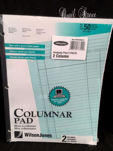 2 per package Wilson Jones Columnar Pad, 11 x 8.5 Inch Size - 2 Columns