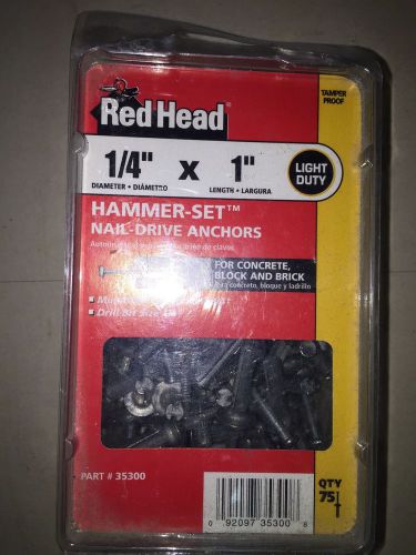 Hammer Set Anchor, 1/4&#034; x 1&#034;, Steel, Zinc Plated, 75Pk Red Head 35300 Steel