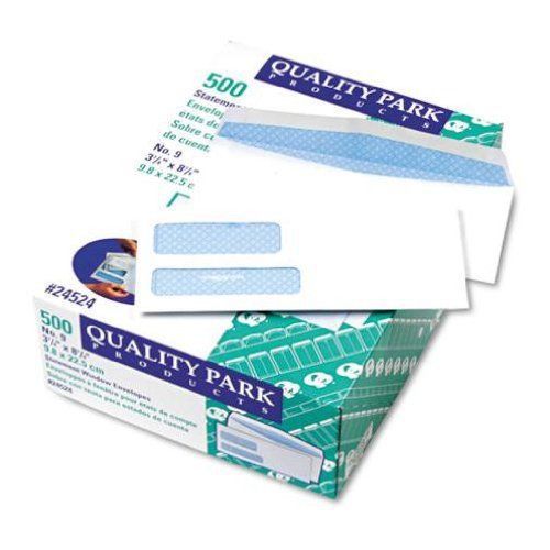 Quality Park 24524 Double Window Invoice Envelopes, #9, White, 500/Box