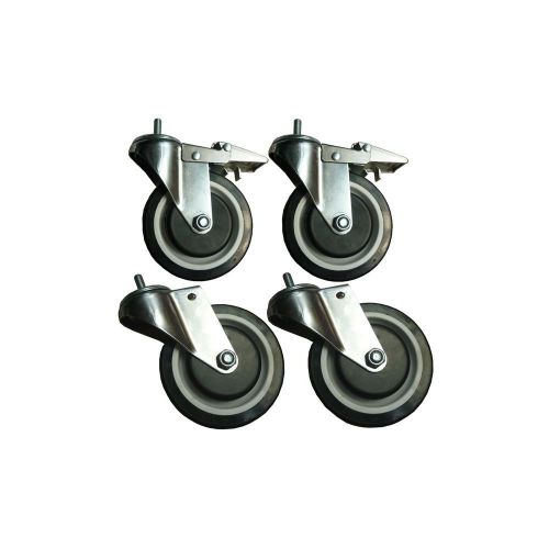 5&#034; Industrial Heavy-duty Swivel Casters Wheels for Wire Shelves 4 Pack Set