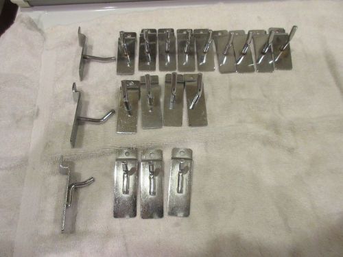 Slatwall Hooks 1&#034; &amp; 1.5&#034;-inch Chrome Store Display Garage  Mixed Lot of 19