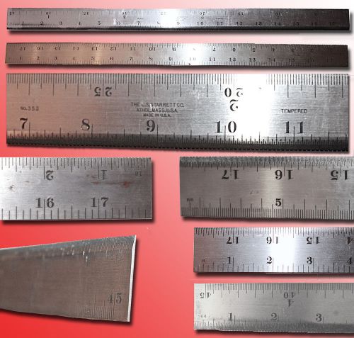 STARRETT #352 ENGLISH &amp; METRIC 18&#034; STEEL RULE W/BEVELED EDGE