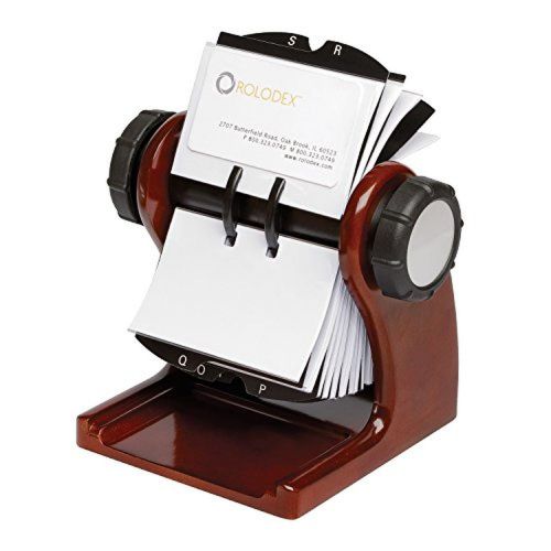 Rolodex Wood Tones Collection Open Rotary Business Card File, 400-Card, Mahogany