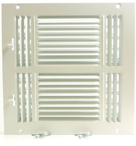 10w&#034; x 10h&#034; fixed stamp 3-way air supply diffuser, hvac duct cover grille white for sale