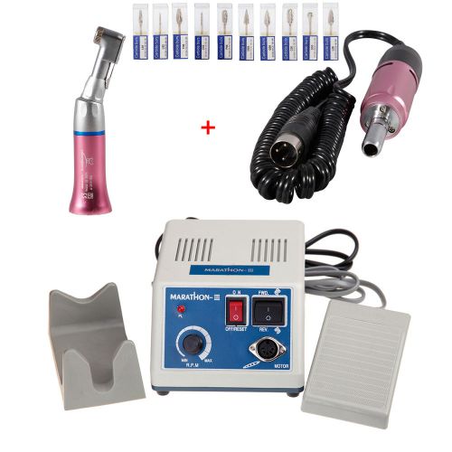 Dental Lab Marathon Electric Micro Motor Polisher w/ Contra Angle w/10*Burs CA-X