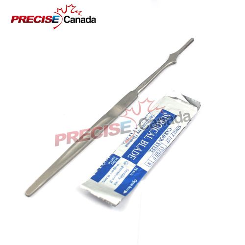 NEW STAINLESS STEEL SCALPEL KNIFE HANDLE #7 + 20 SURGICAL STERILE BLADES #15